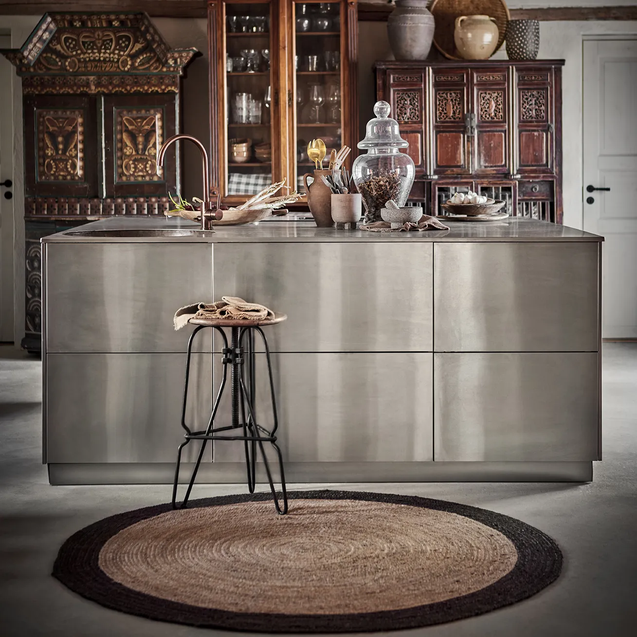 JUNI matta natur/brun Ø150 cm