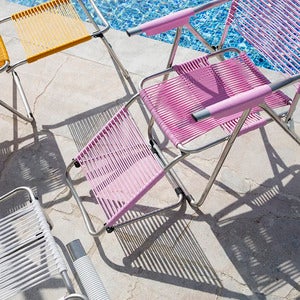 Spaghetti solstol pink matt aluminium 