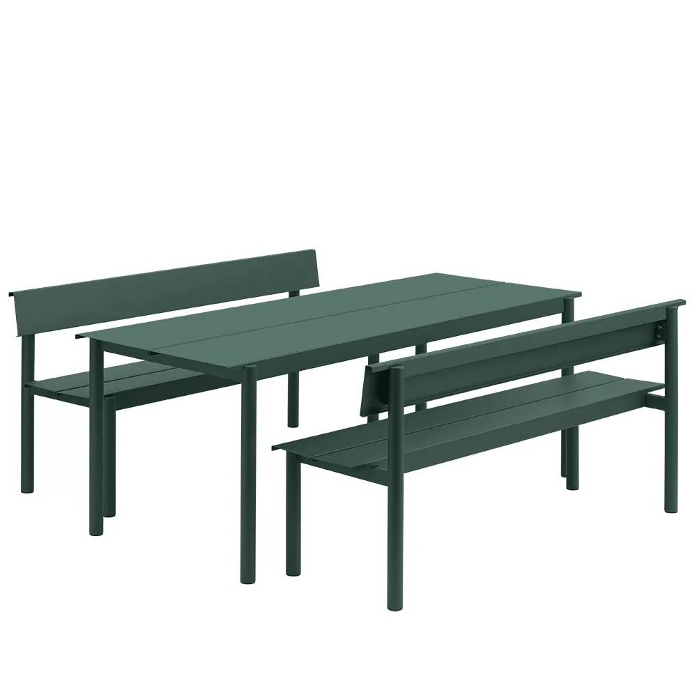 Rät stålbänk 170cm Linear Steel Dark Green