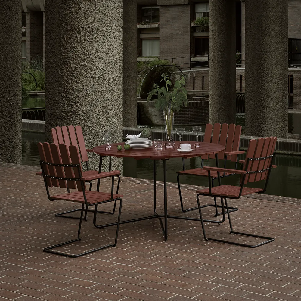 9A bord 120 cm Mörkröd / Svart