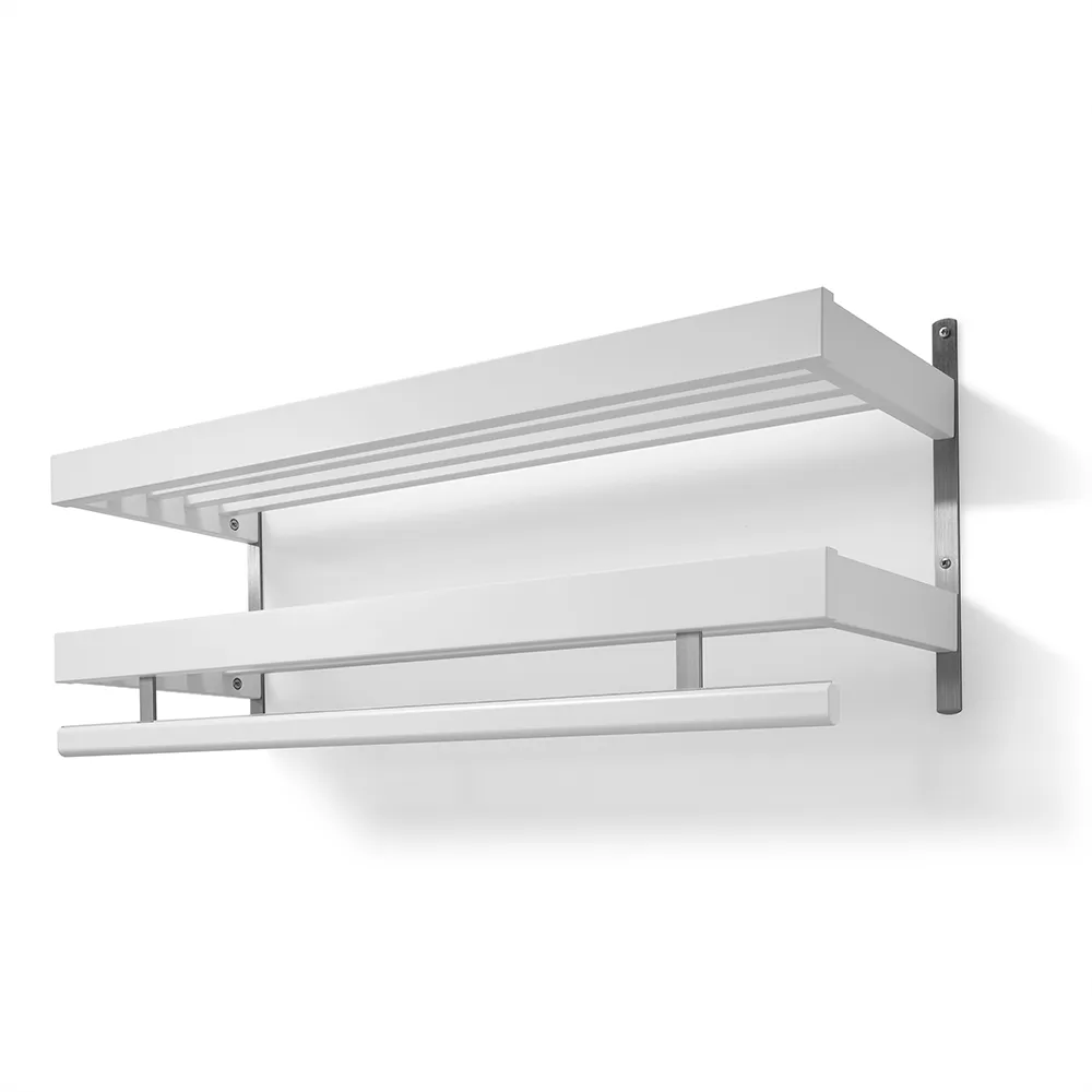 Nadja Hatthylla 100 cm 2 plan Vitlackad Björk/Slipat stål