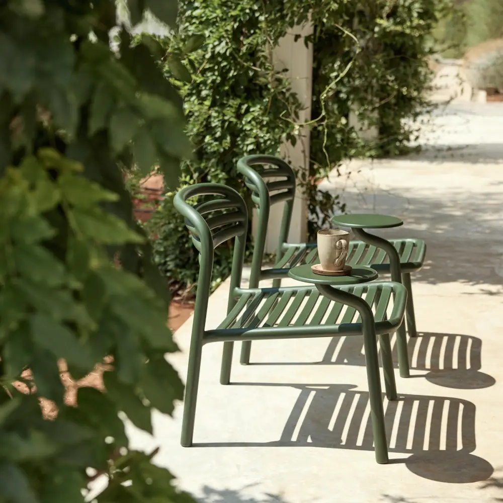 Bliss loungefåtölj m/sidobord höger Dark green, aluminium