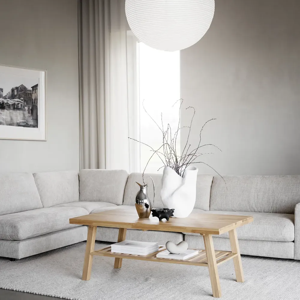 Duncan hörnsoffa 2+3-sits öppet avslut vänster tyg Robin ljusgrå