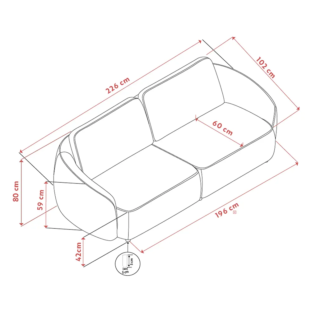 Norris soffa 3-sits tyg Anna ljusbeige