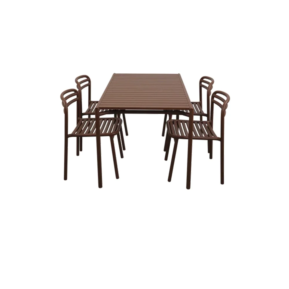 Bliss matbord inkl. fyra stolar- Desert red aluminium