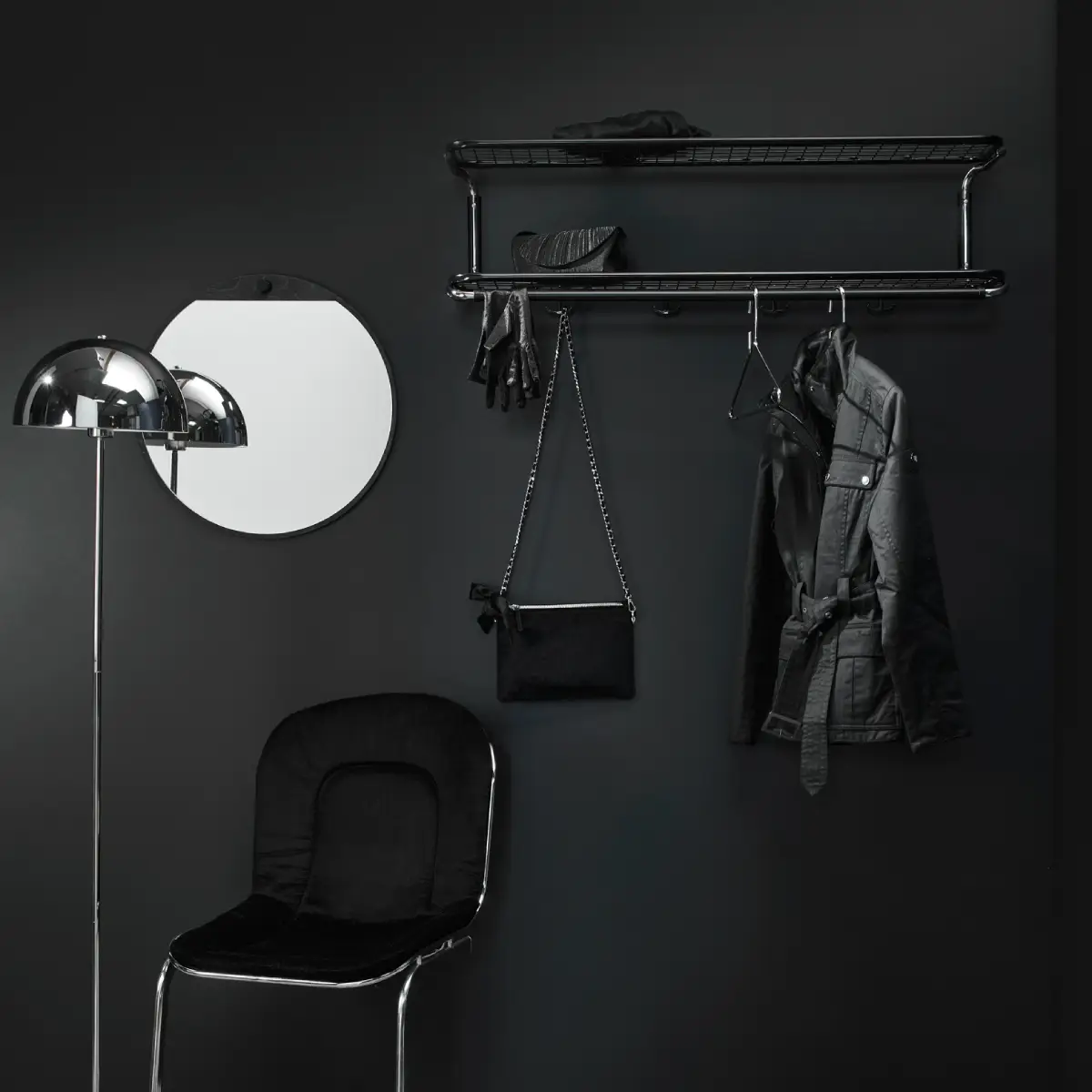 Classic hatthylla 110 cm Svart Krom
