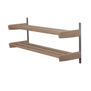 Meja Skohylla 59 cm 2 hyllplan väggmonterad Vitoljad Ek 