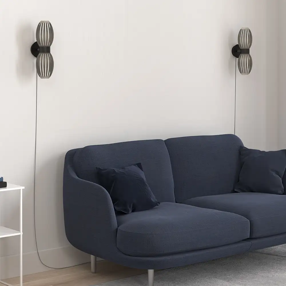 Tentacle vägglampa Duo Svart/Rök G9