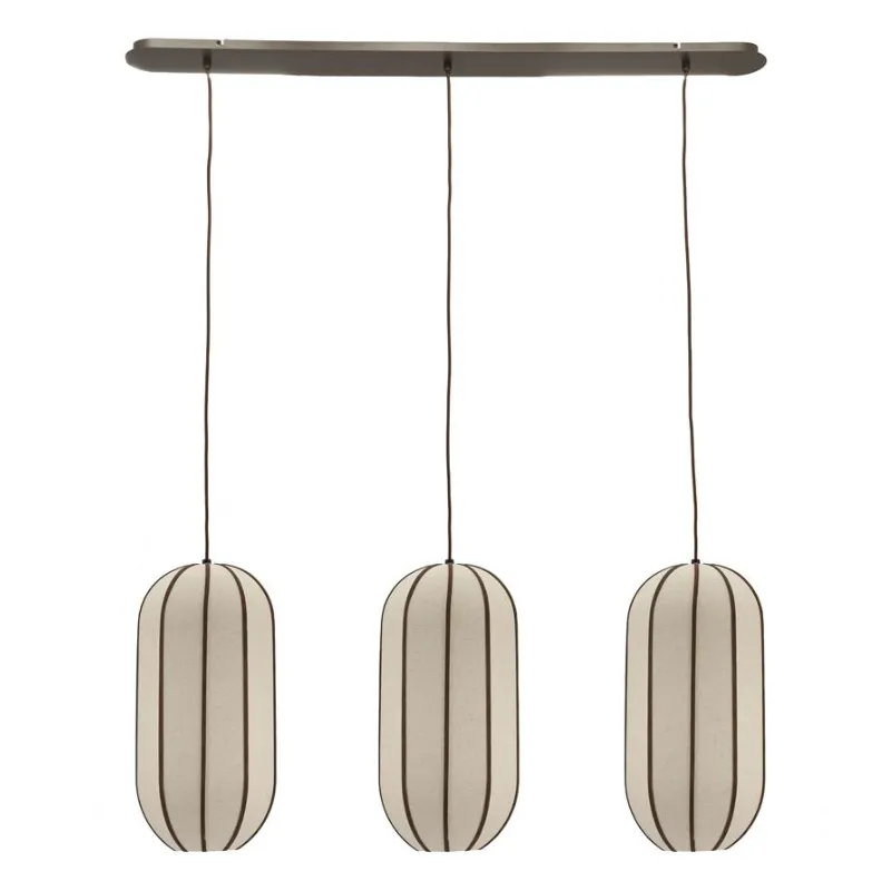 Cocoon cluster rectangular Taklampa 120x25x155 cm IJzer, leer & linnen Natur