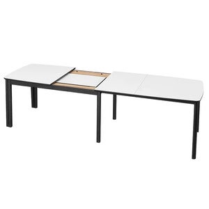 SM107 Matbord 101x160-316-368 cm Svart lackad ek - Vit laminat