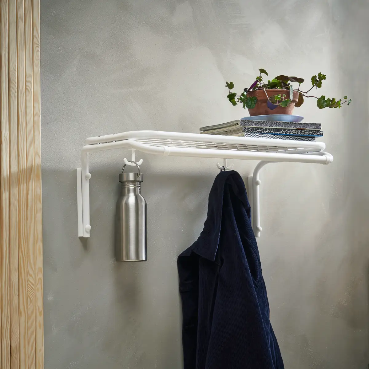 Classic hatthylla enkel 100 cm Vit Krom