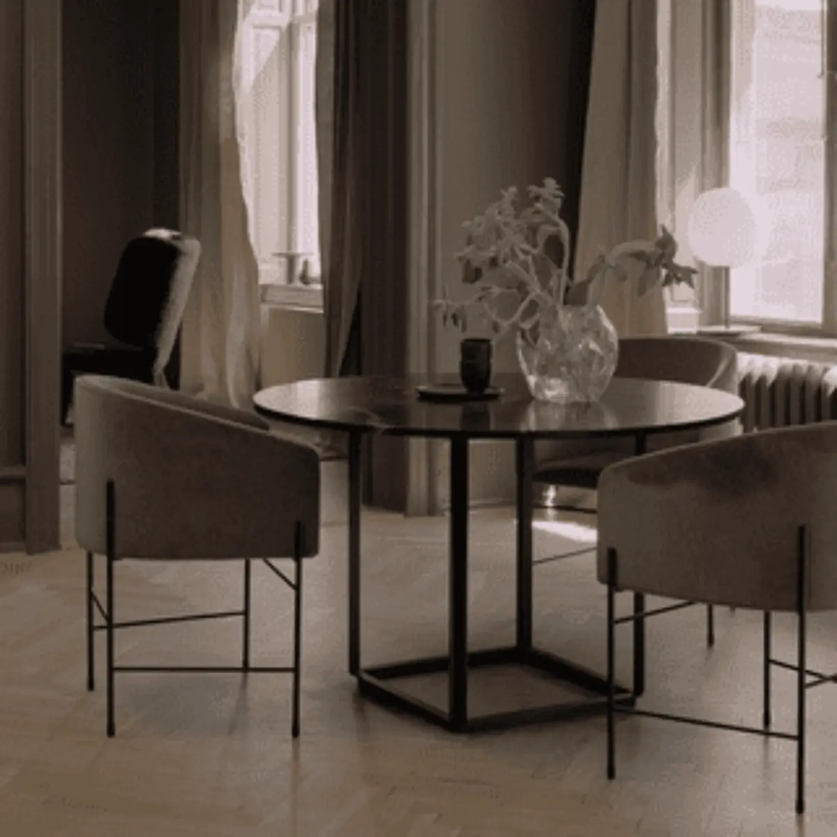 Florence Bordsskiva Ø120cm Svart Marquina Marmor