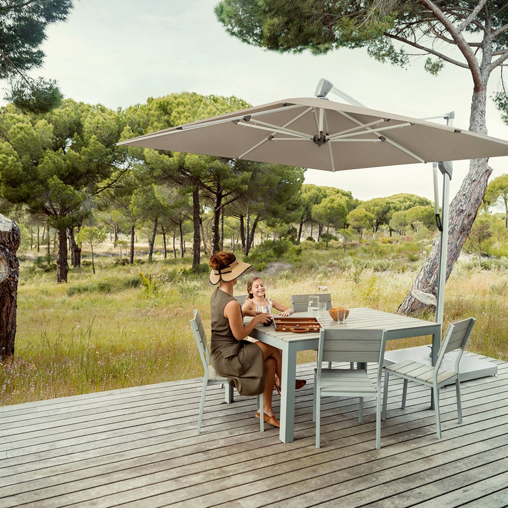 Sombrano S+ frihängande parasoll 350x350 cm kat.5 antracite alu / 669 carbone 