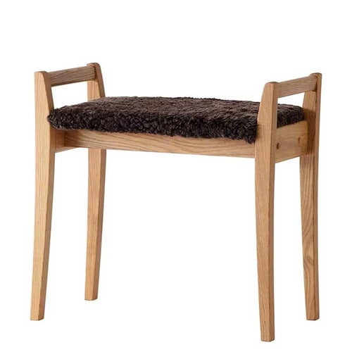 Meja Pall Lackad Ek/Fårskinn Brun