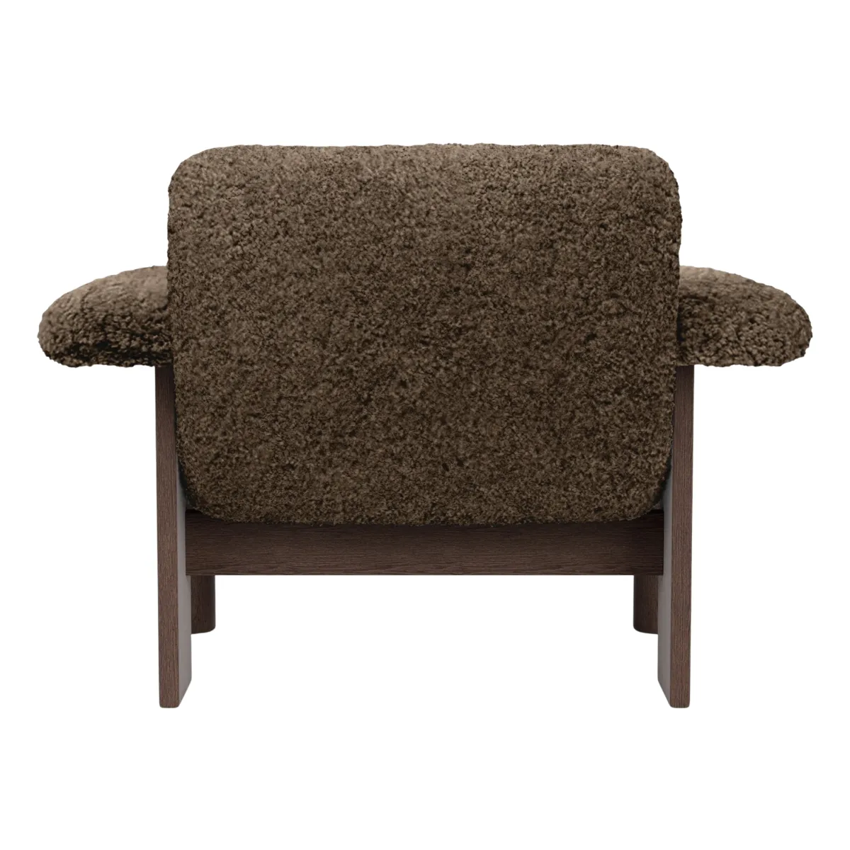 Brasilia loungestol låg rygg, mörkbetsad massiv ek, Sheepskin Nevotex Root