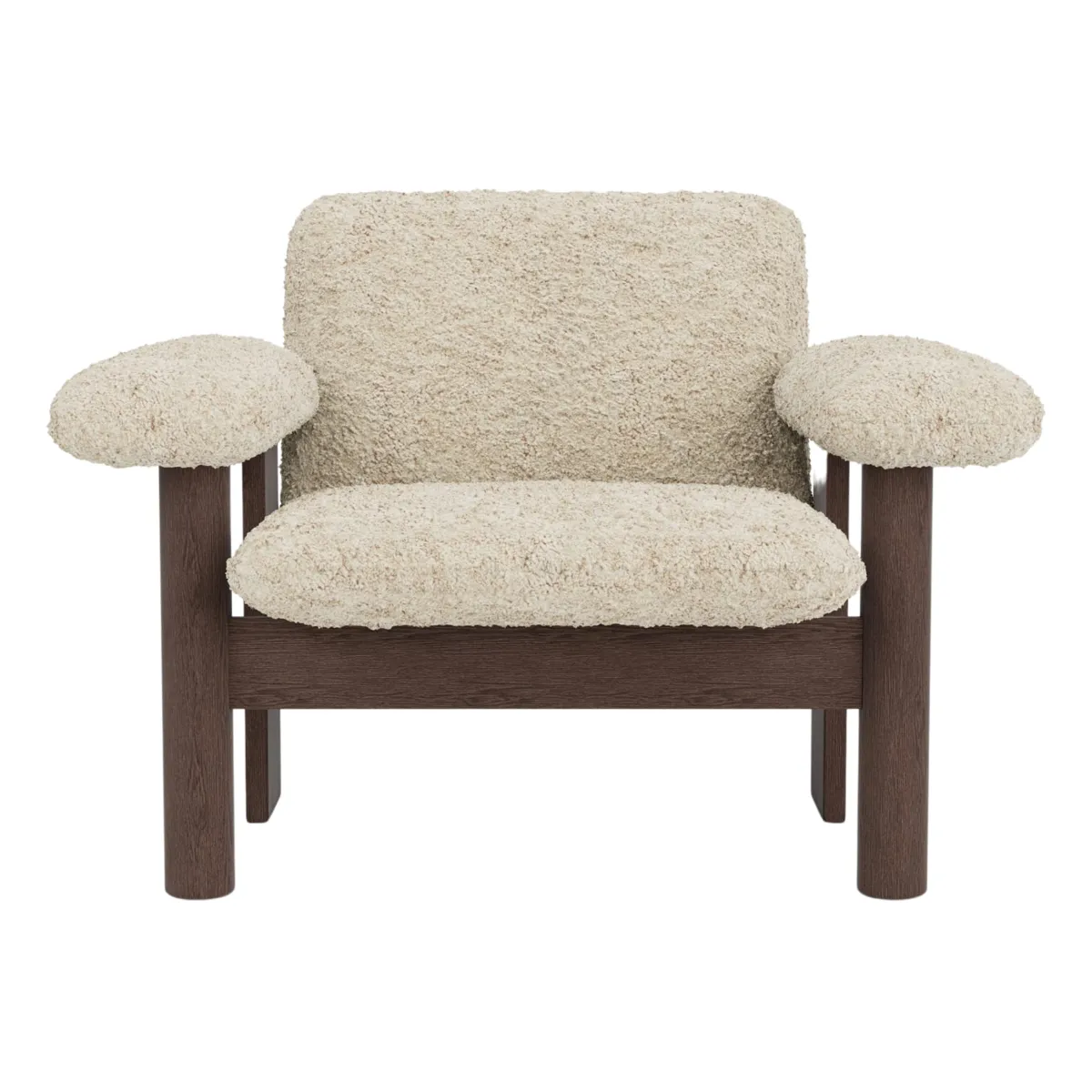 Brasilia loungestol mörkbetsad ek, Sheepskin Nevotex Nature