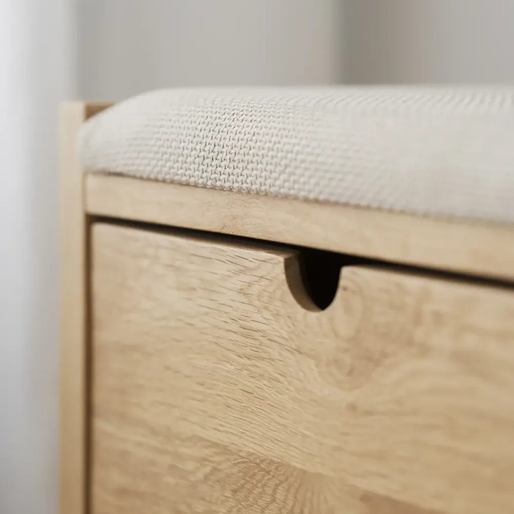 Hillmond förvaringsbänk 80 cm ek/beige tyg