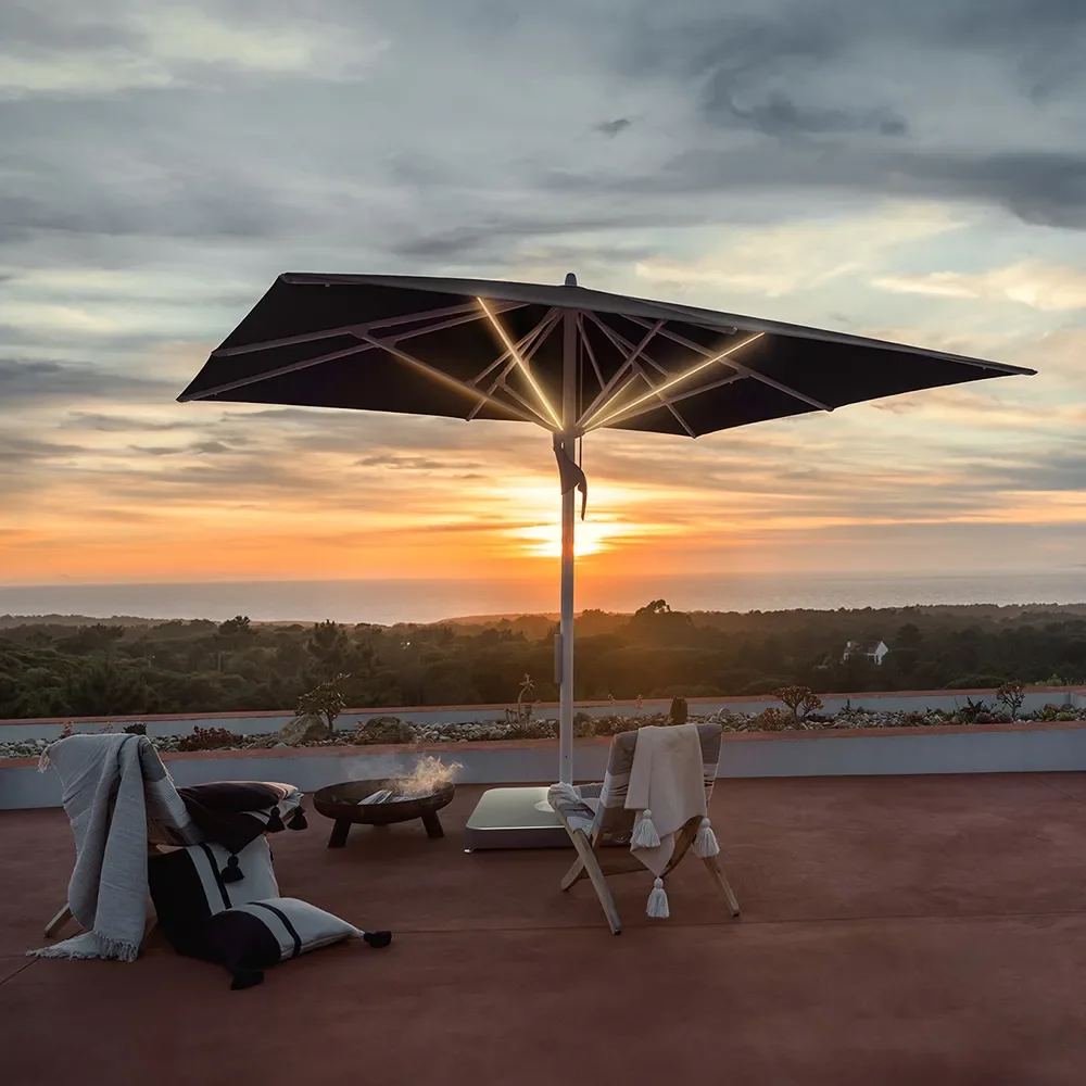 Fortello LED 350x350 cm parasoll alu Cat.5 639 Blush