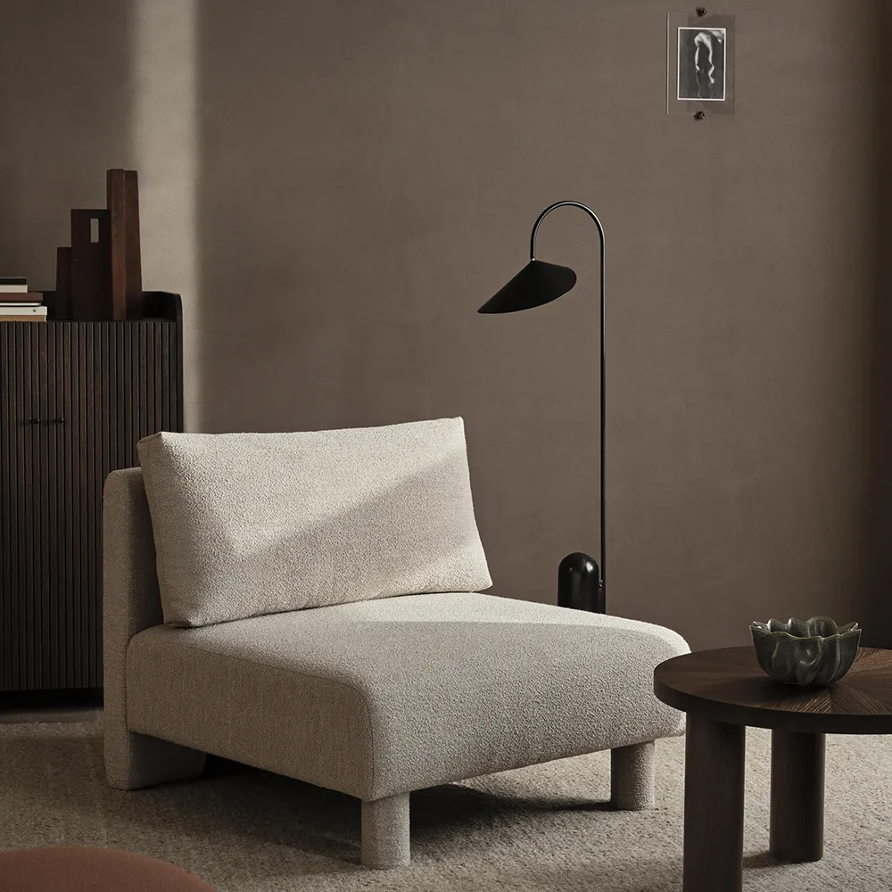 Justerbar Golvlampa med Travertinfot Arum Black