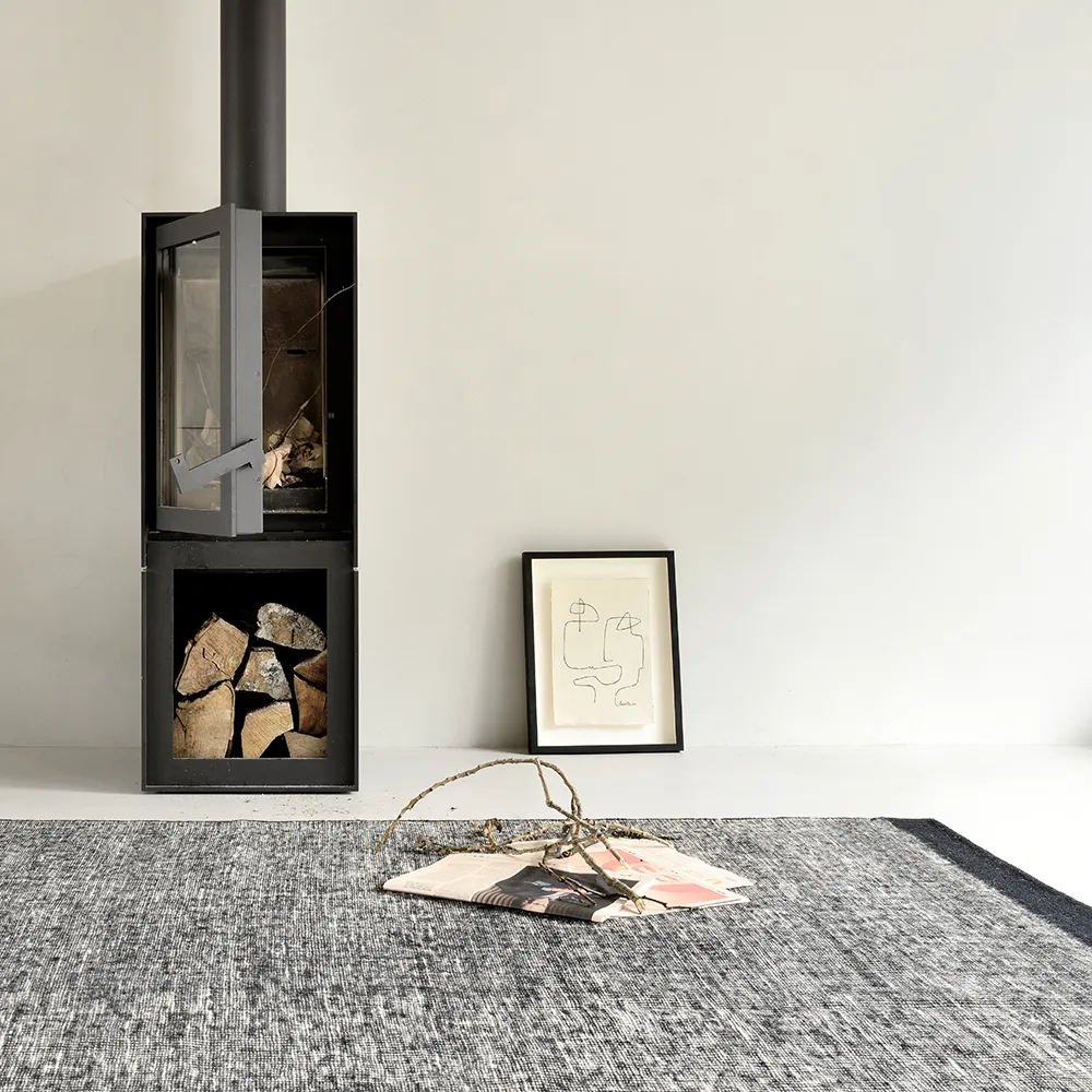 Dots kilim Matta 200x300 Black