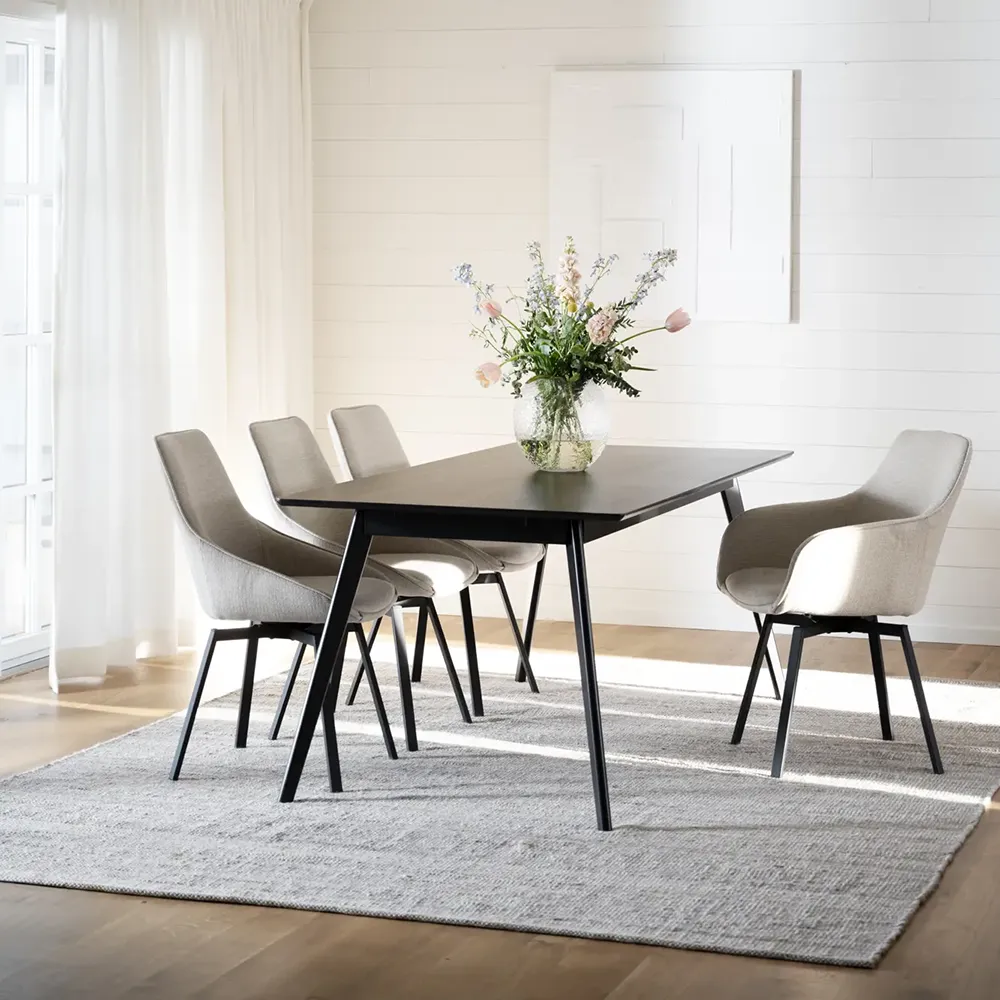 Yumi matbord 190x90 cm svartbetsad ask